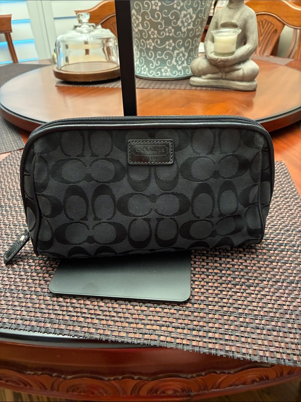 Coach Black Signature Vintage Cosmetic Bag